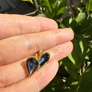 MONET Vintage Gold and Blue Teardrop Earrings